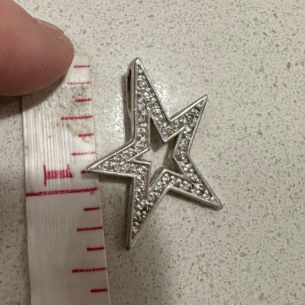 Stamped 925 Silver Star Pendant with Crystals